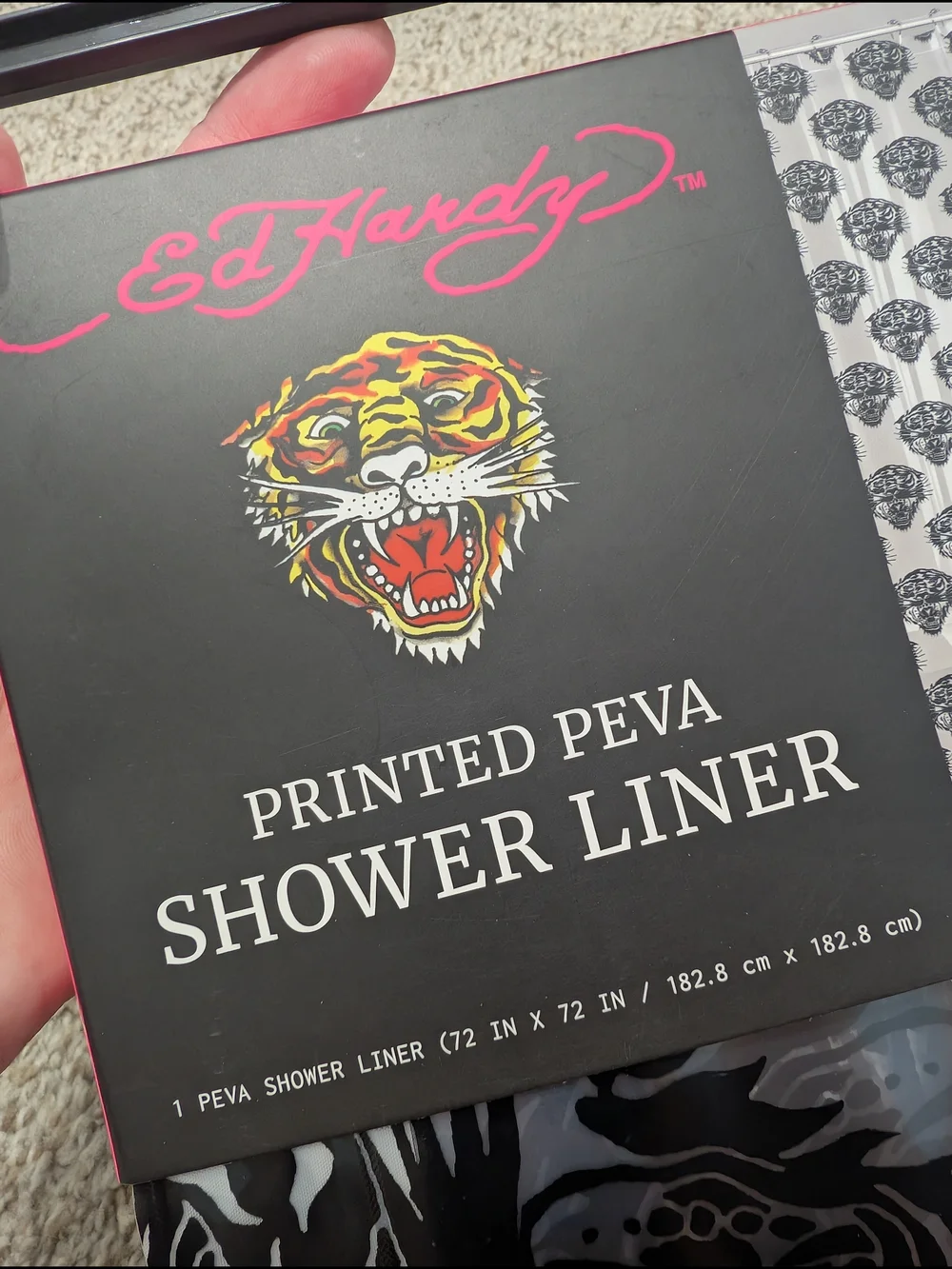 Ed Hardy Clear Shower Liner With Black Tiger
